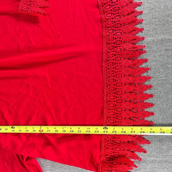Unique Spectrum Blouse Top Women's 3X Boat Neck 3/4 Sleeve Red Lace Hem Casual - Picture 11 of 13